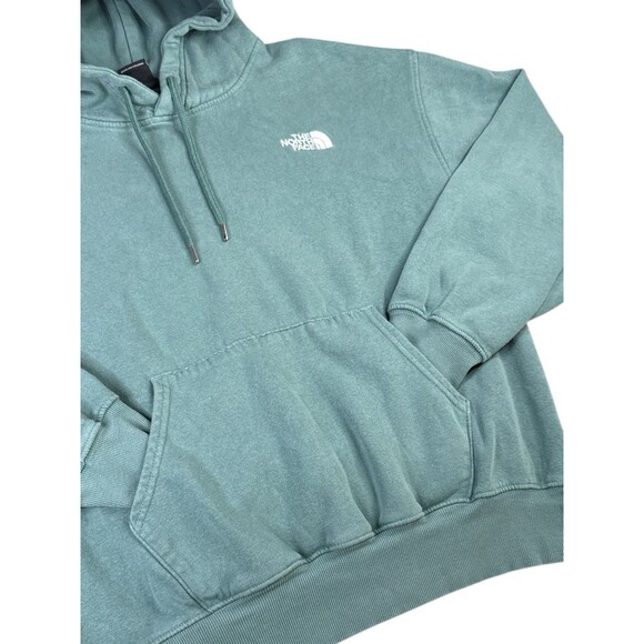 The North Face Green Men’s Hoodie Kangaroo‎ Pocket White Logo Medium Activewear - Picture 2 of 9
